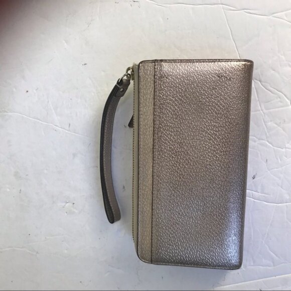 Kate Spade Rose Gold Large Wristlet Metallic Wallet Organizer Clutch Bag Zippy - Picture 3 of 14